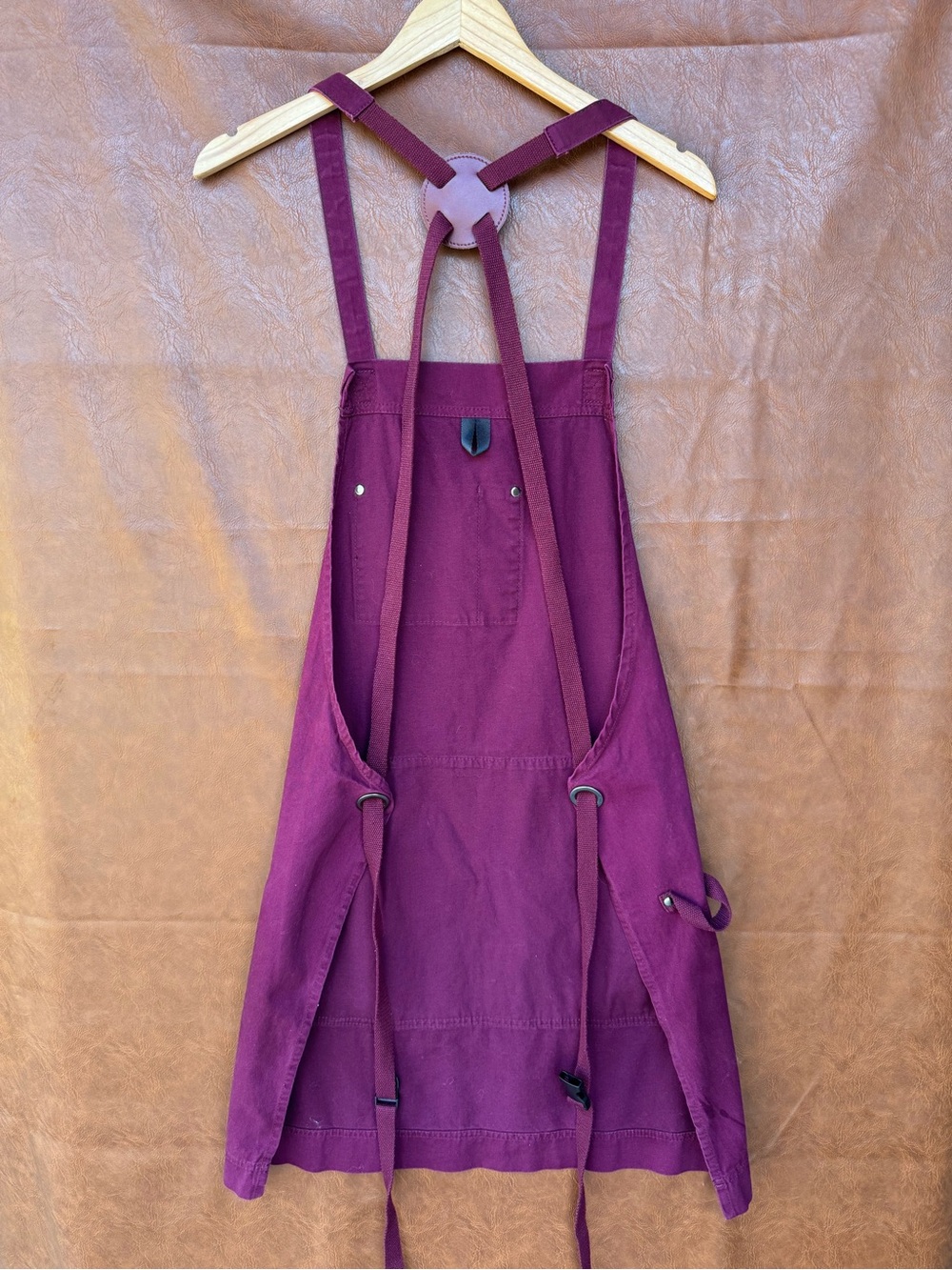 Hudson Durable Goods Maroon Work Apron Cross Back Barista Cafe Utility - Picture 4 of 8